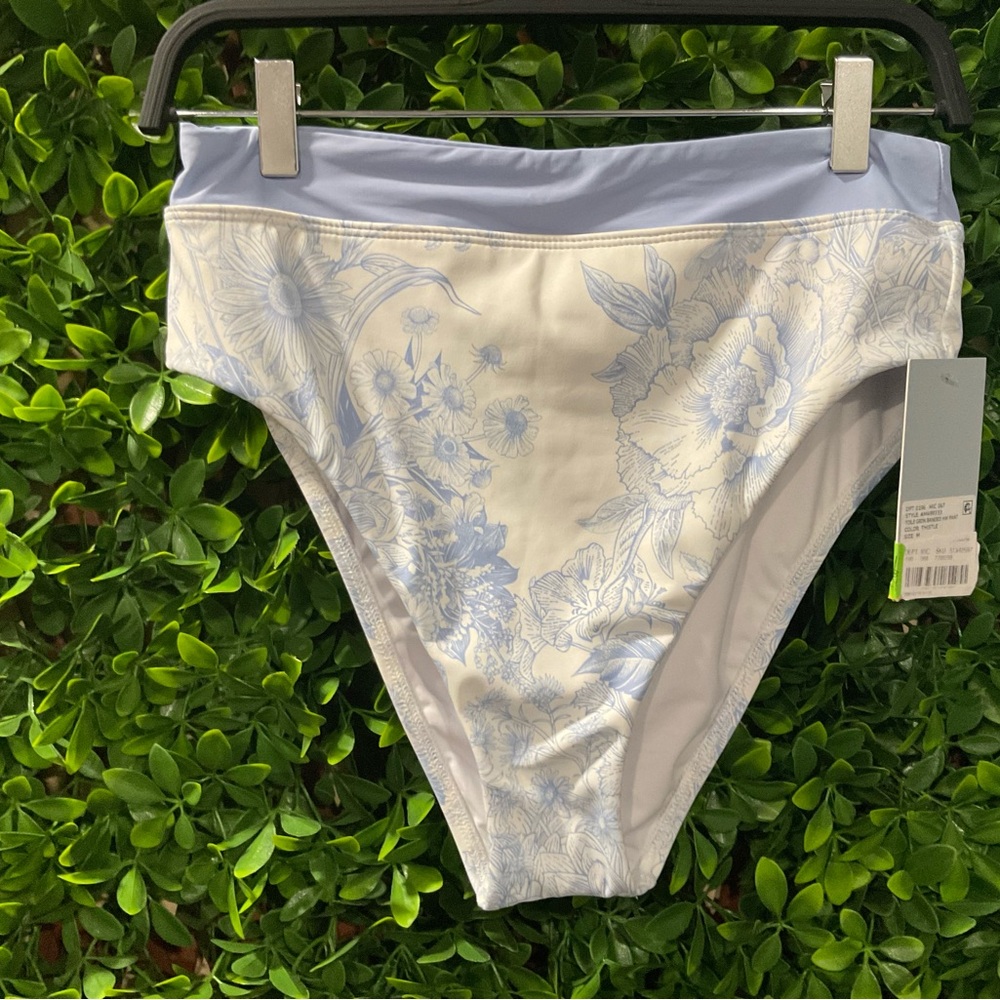 Antonio Melani Blue and White Floral Bikini Bottom size M